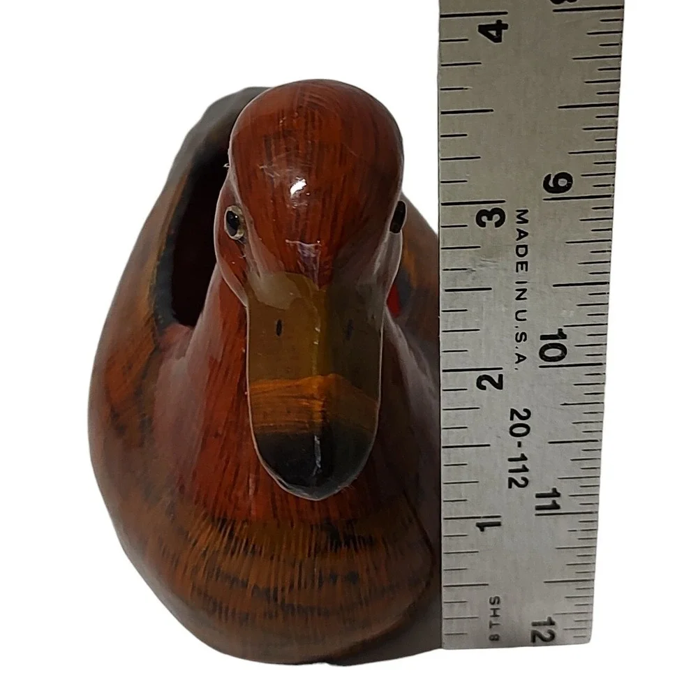 Vintage Wooden Duck Trinket Box Figurine‎ Cottage Core Intricate Hand Painted